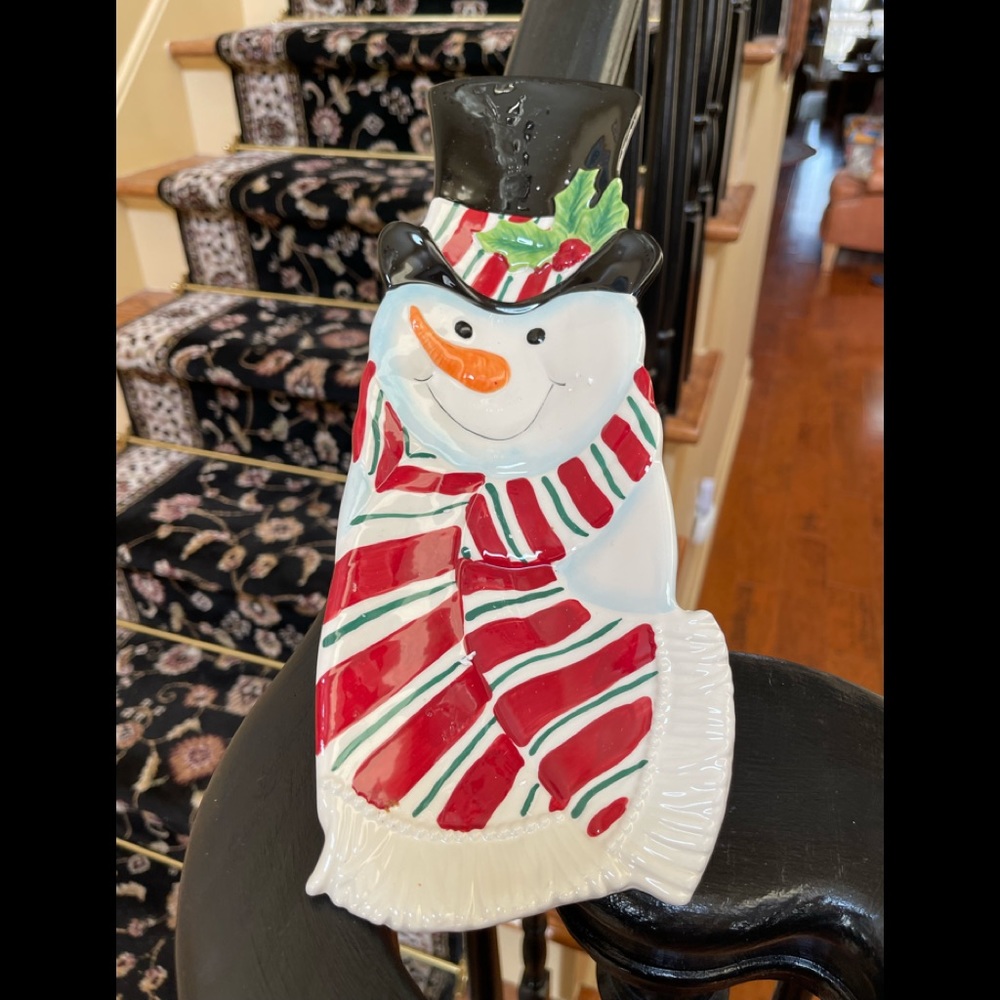 Fitz And Floyd Serving Tray 14" Cookie Candy Platter -Snowman
New in box